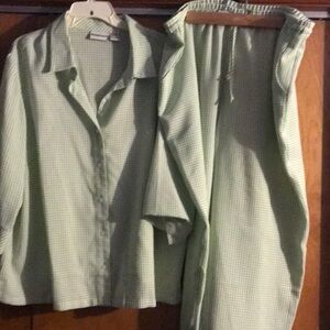 Green Checkered Pajama Set
